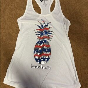 White Tank Top with Patriotic Pineapple Design